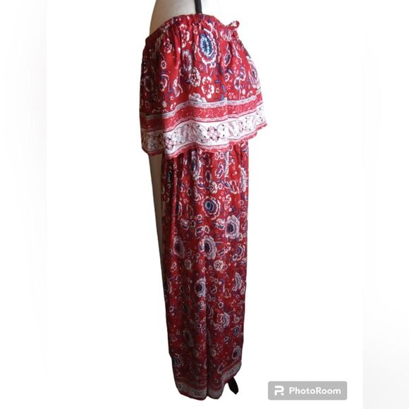 Summer Strapless L Maxi Dress Long Beach Boho Floral Off Shoulders - Picture 3 of 9